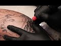 The process of creating a koi fish leg tattoo  behind the ink