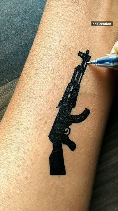 AK-47 easy 😱 tattoo ideas for boys ....#tattoo #art #viral #trending #drawing #temporarytattoo