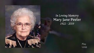 Mary Jane Peeler Funeral Service