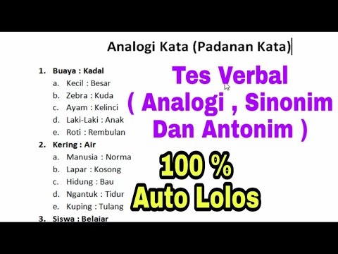 Tes Kemampuan Verbal (Analogi,Sinonim,Antonim)