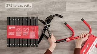 Overview: Escape fast! 14 ft steel ladder, holds 375 lbs capacity