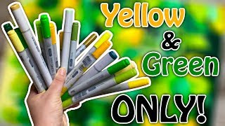 💛 YELLOW & GREEN Markers ONLY! 💚 Summer Copic COLOUR CHALLENGE!