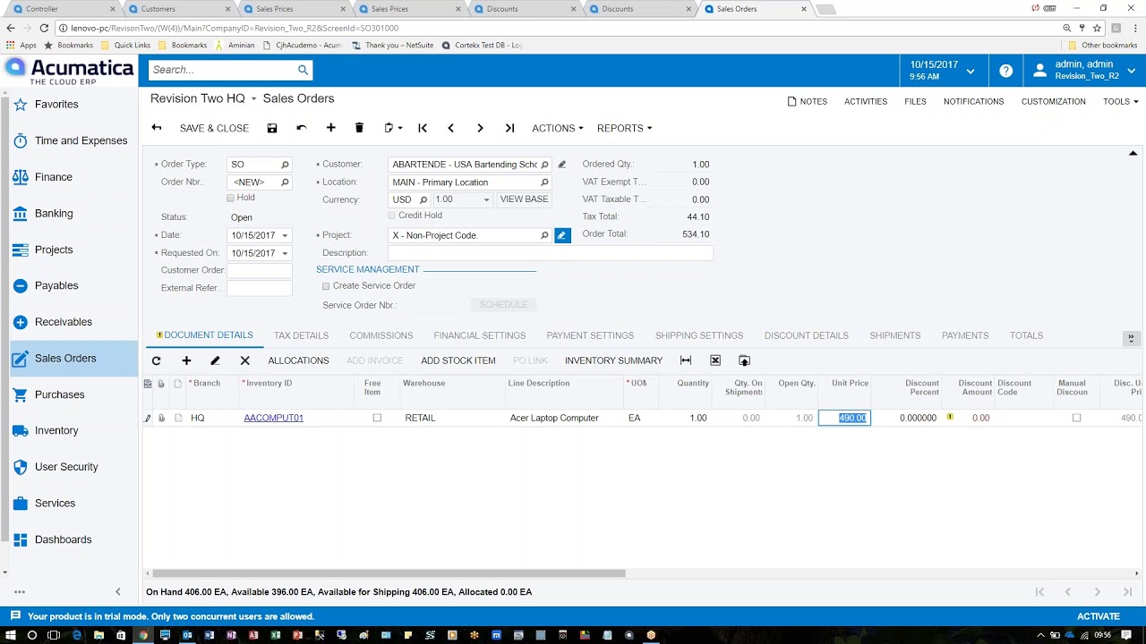 Acumatica 2017 R2: Customer Pricing And Discounts