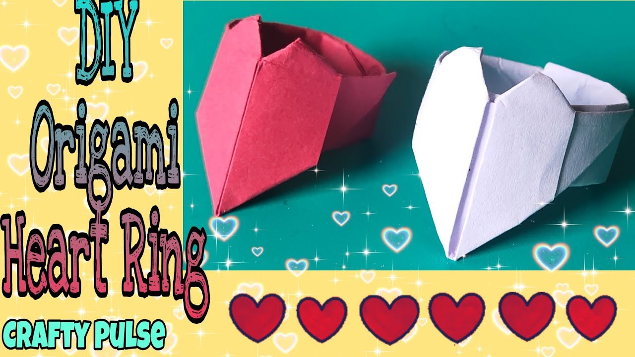 How to make paper heart ring/origami paper ring/heart ring tutorial