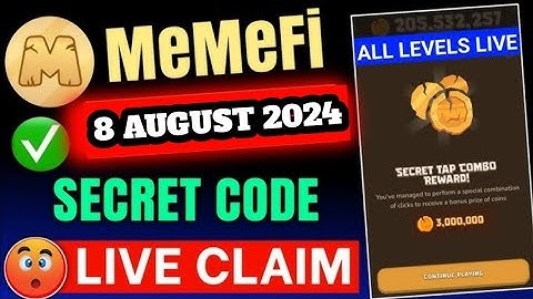 8 August memefi secret combo code |today memefi secret code |Memefi combo code| #memefi #memeficoin