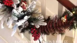 Staircase Christmas garland decorating