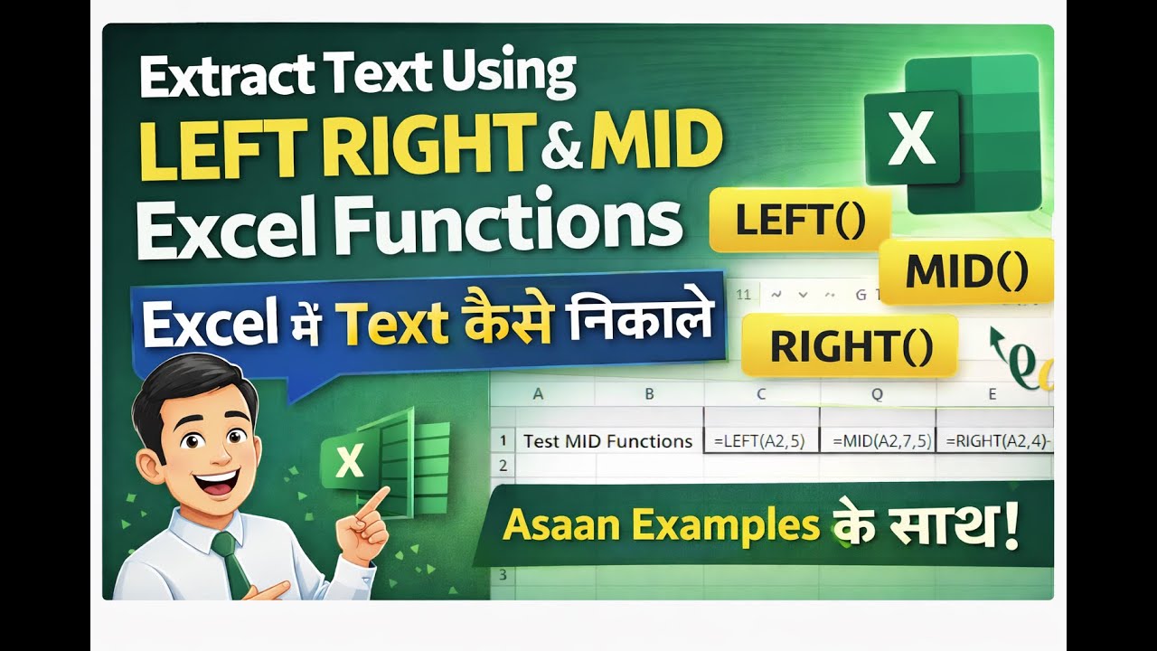 Using LEFT RIGHT & MID Functions in Excel !! With Practical examples ...