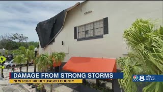 Roof blows off restaurant during a storm