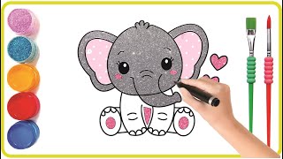 How to Draw & Color a Baby Elephant The EASIEST Way for Kids!