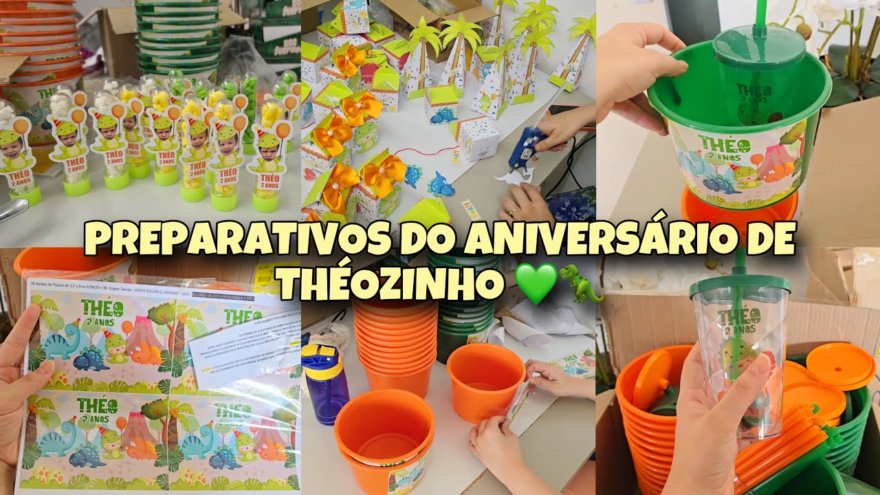 PREPARATIVOS DO ANIVERSÁRIO DE THÉOZINHO, TEMA BEBÊ DINOSSAURO 🥳 LEMBRANCINHAS, PERSONALIZADOS E +