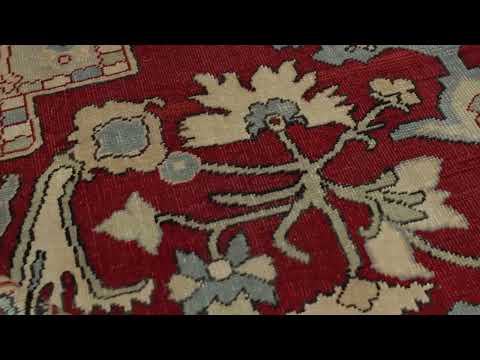 Oversized Antique Turkish Hereke Rug with Red & Beige Medallion - Rug & Kilim -37612