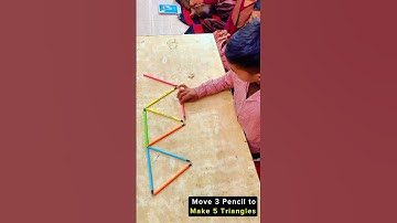 Triangle Activity I Move 3 Pencil ✏️ to Make 5 Triangles #shorts #ytshorts #puzzle #maths #triangle
