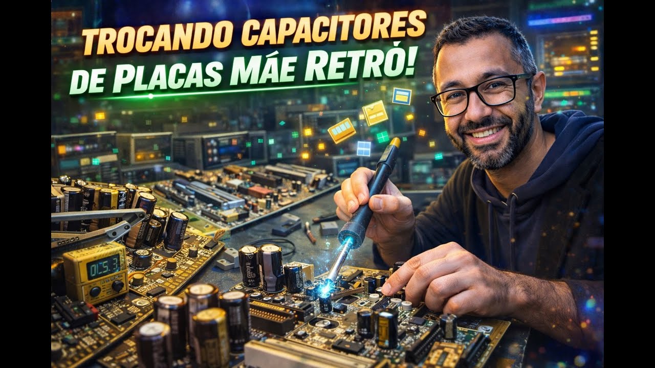 Trocando os capacitores estufados das placas retro