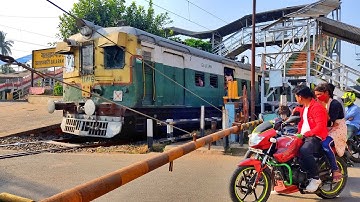 Speedy Acceleration of Local Train Old Conventional EMU Local Train Skipping out Rail Gate
