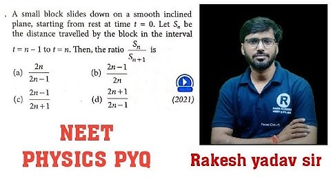 A small block slides down on  a smooth inclined plane , starting from rest at time t = 0 . Let Sn...
