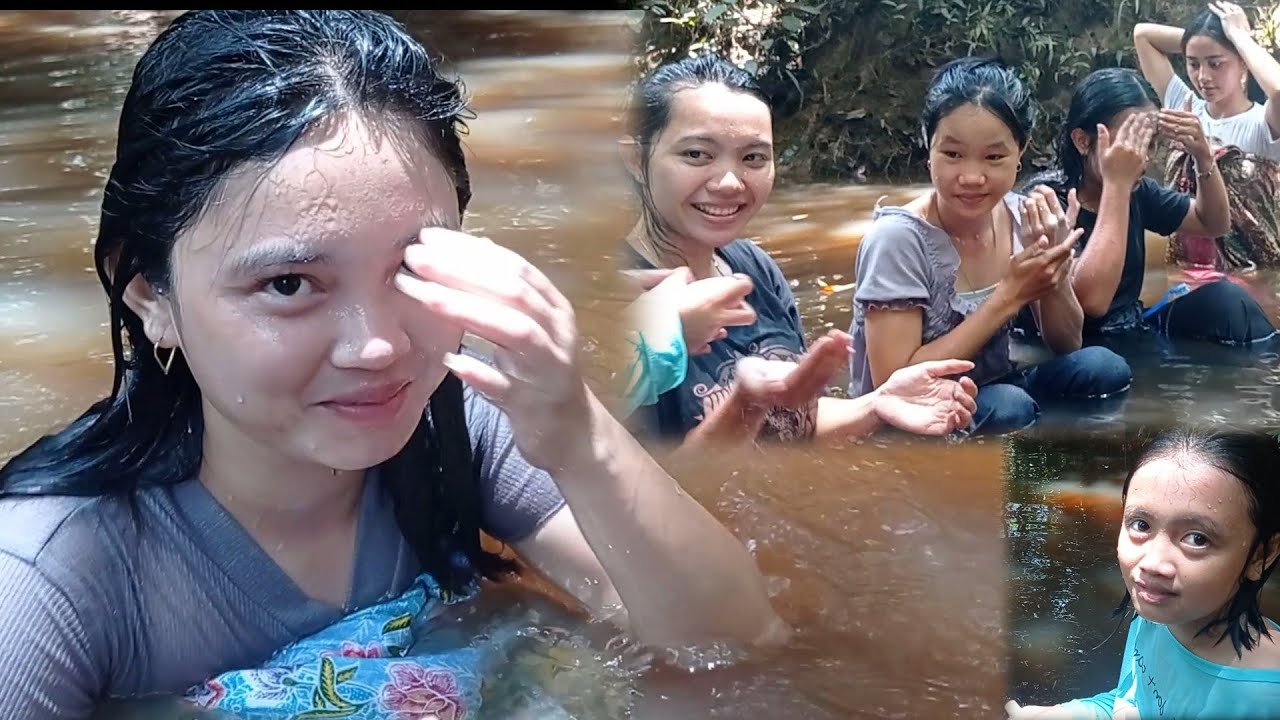 Mandi Di Sungai Yang Banyak Ikan Nya Gadis Dayak Youtube