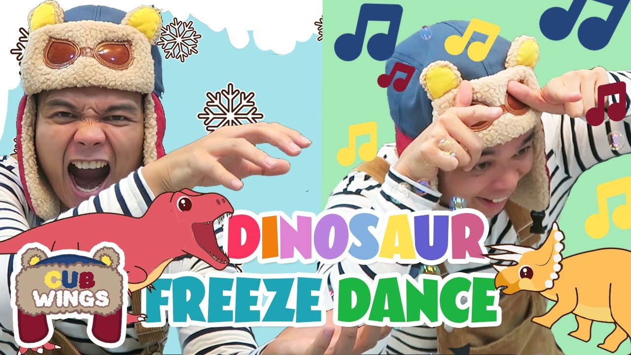 DINOSAUR FREEZE DANCE For Kids With Bubbles | T Rex Dance and More ...