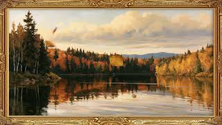 🍂 Autumn Lake Landscape Painting, Fall Leaves | Gold Frame TV Art With Relaxing Piano Music In 4K screenshot 5