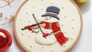 Snow gentleman, embroidery tutorial for beginners/PDF pattern