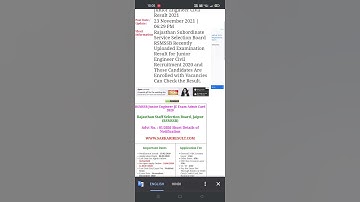 Rajasthan RSMSSB Junior Engineer Civil Result 2021