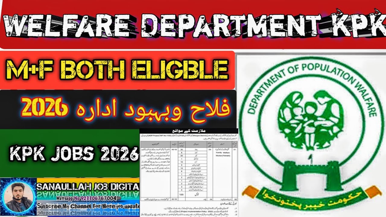 Kpk Welfare Department jobs 2026 || Welfare Population Kpk Bharti 2026 || How to Apply •||