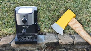 CRUSHING COFFEE MACHINE BY AXE! - Experiment