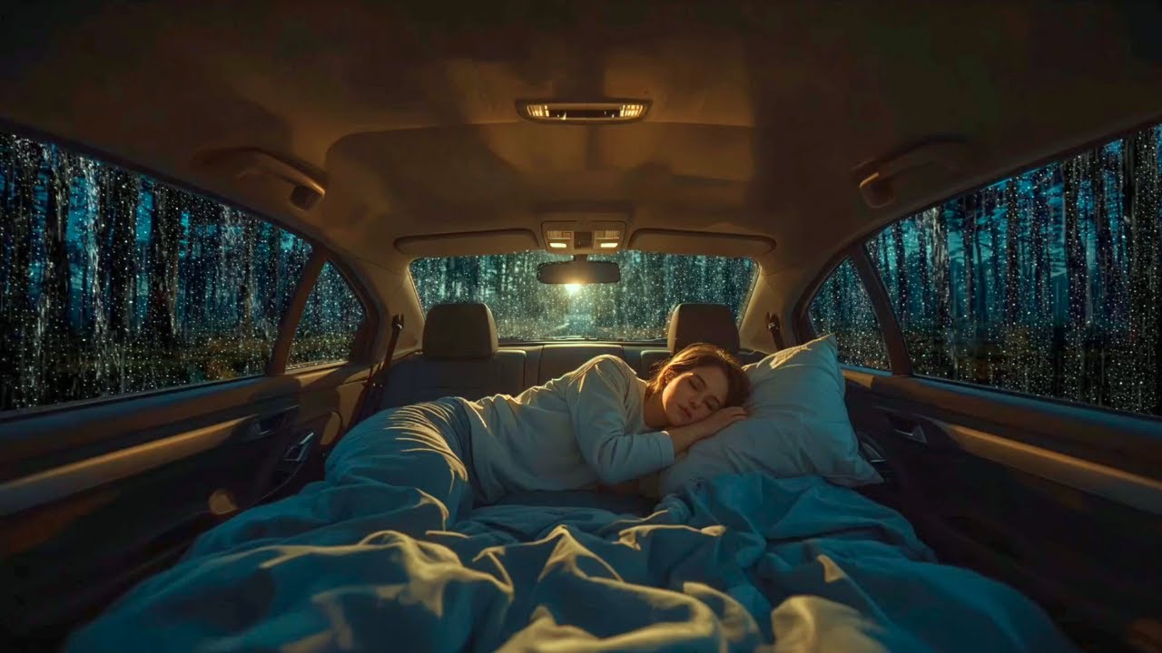 Cozy Car Roof Rain at Night 🌙 Heavy Storm Sounds for Deep Sleep