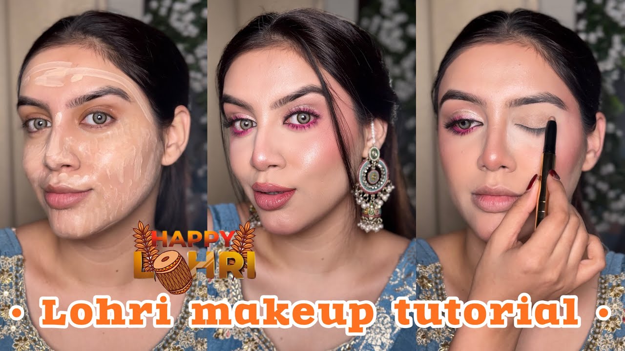 Lohri ka special makeup tutorial for newly wedded brides in simple steps🌸🩵