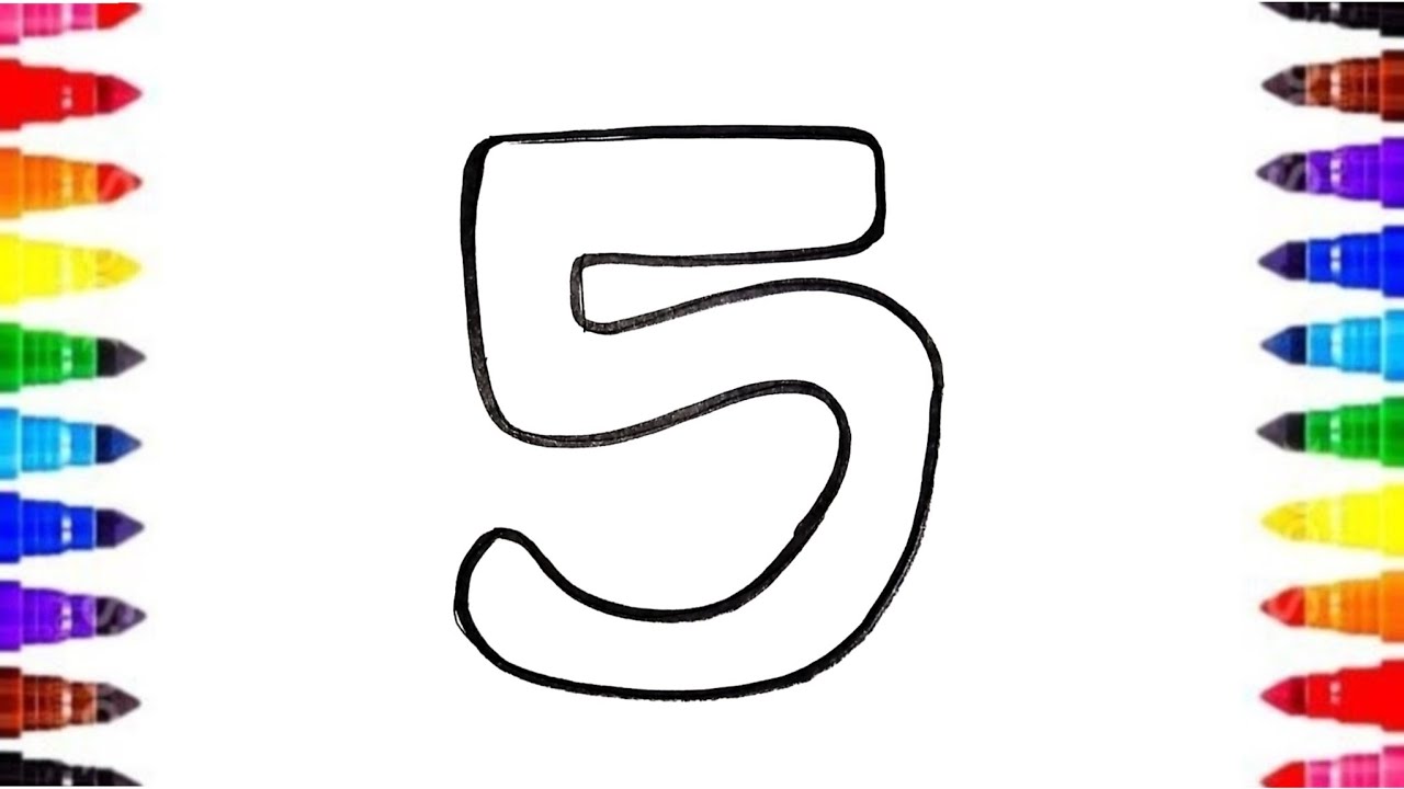 Number 5 🔢Drawing Painting And colouring for the preschool kids and toddlers 
