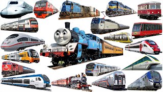 TRAINS For Kids | Learn Railway Name English | Tram, Submarine, Train, Thomas train - Vehicle Name