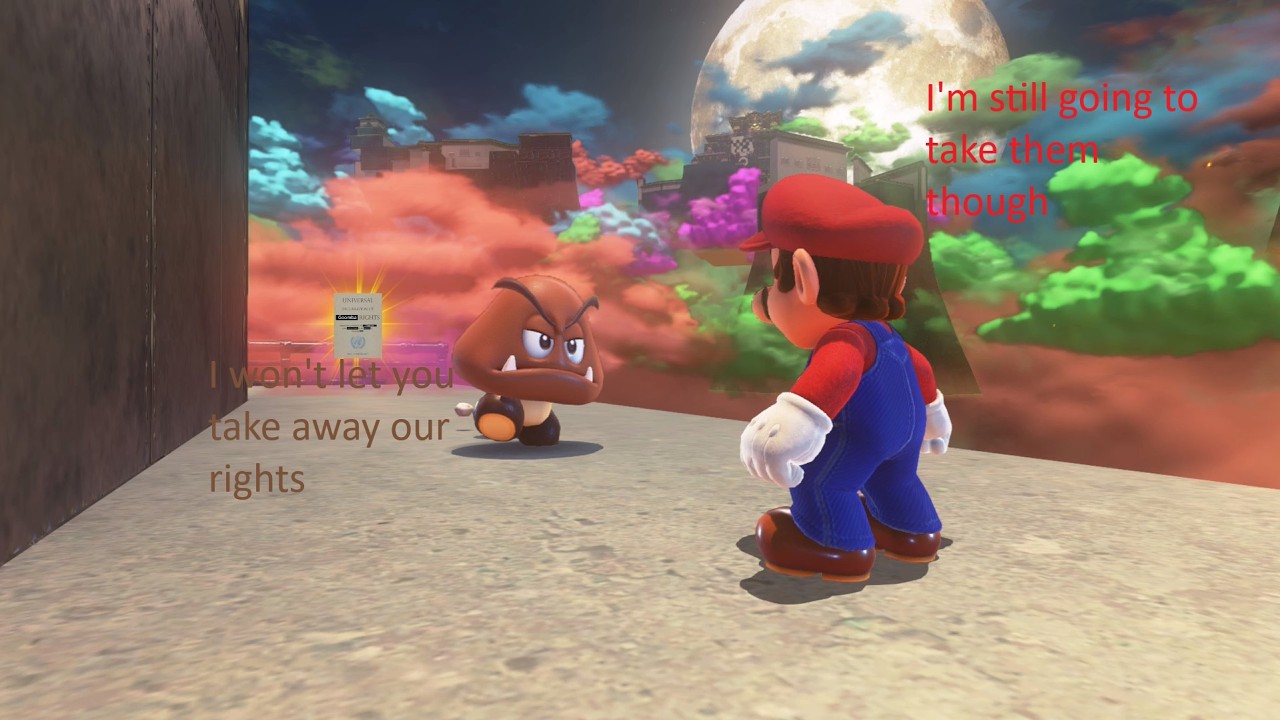 That time Mario stole the declaration of goomba rights