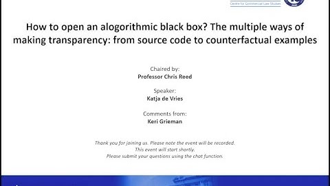 How to Open the Algorithmic Black Box (24/02/21)