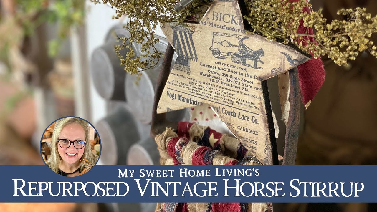 Vintage Horse Stirrup Repurposed Patriotic Americana Country Farmhouse