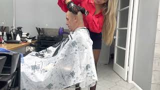 Hot Barberette Giving Haircut (Headshave Teaser)