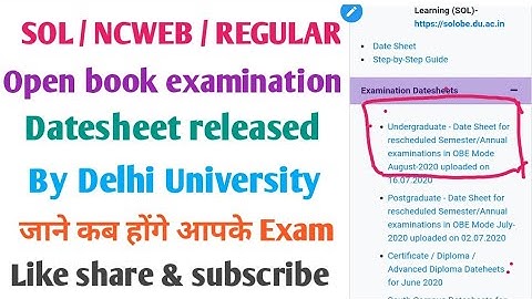 Datesheet released by Delhi university for open book examination || SOL / NCWEB / REGULAR