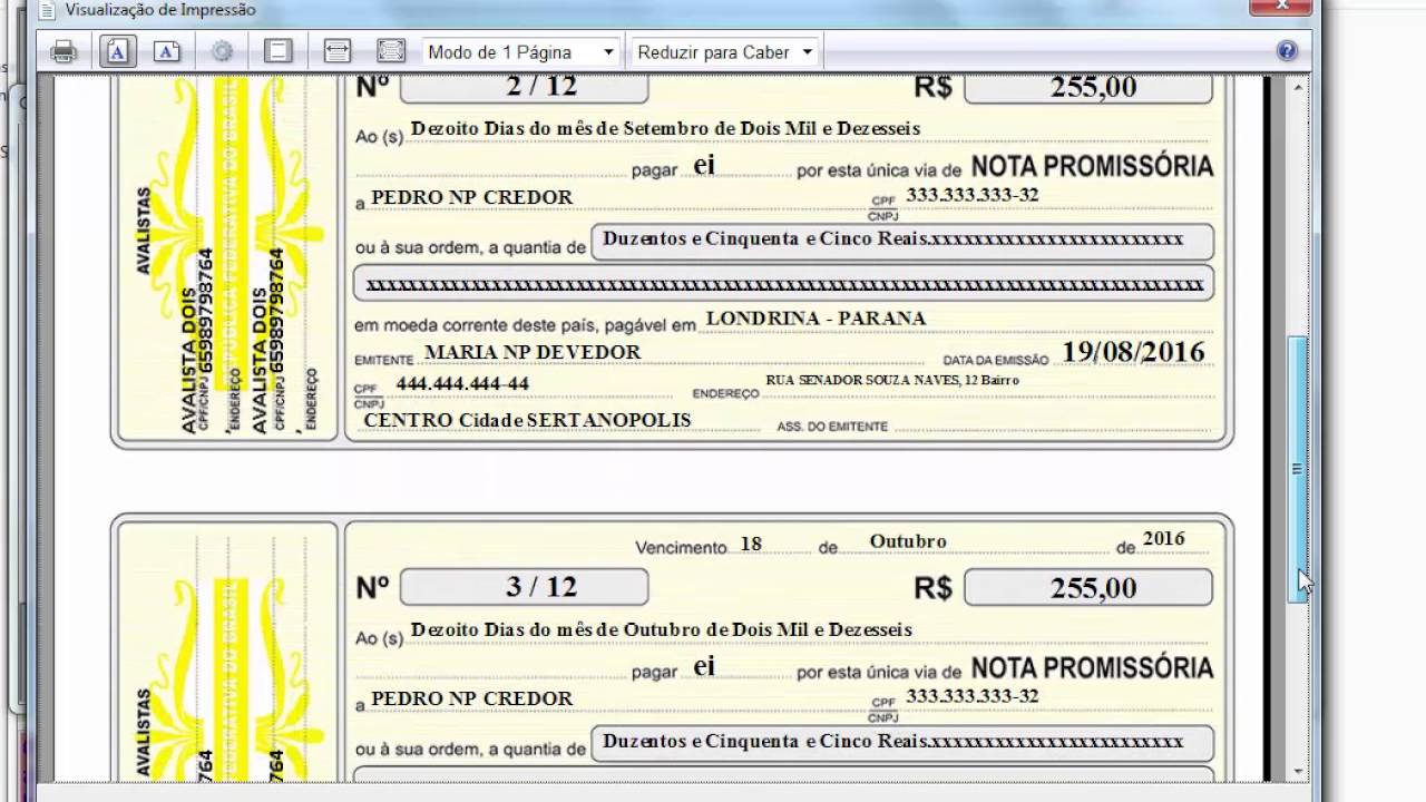 nota promissoria excel