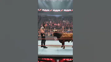Roman Reigns Stares Down The Bull Tension Fills The Ring RomanReigns TheBull FaceOff WWEHeat 
