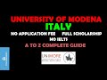 University of modena italy  how to apply for university of modena  step by step