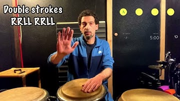 Congas technique tutorial - double strokes exercise n.1 - 5min. Workout (play along)