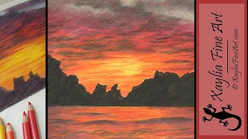 Tutorial: how to draw a sunset in coloured pencils