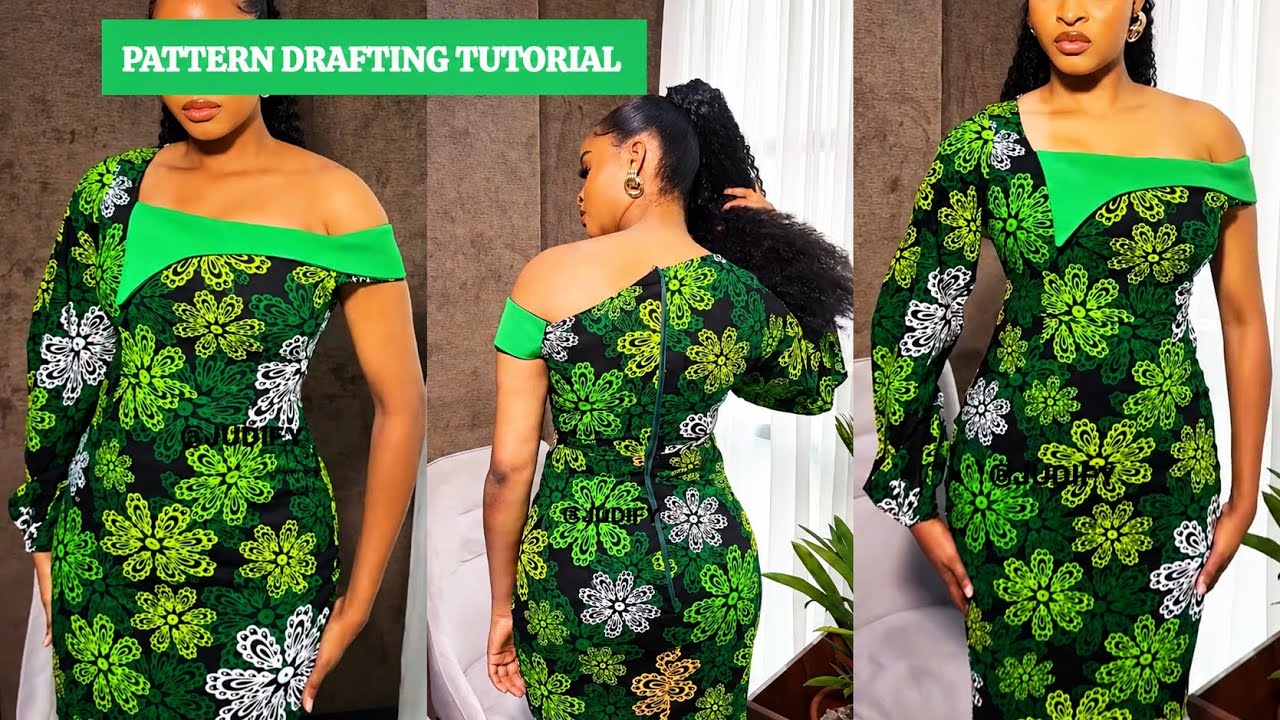 off one shoulder dress pattern Very Easy One-Shoulder Dress Pattern DIY Sewing Tutorial + Measurement Guide