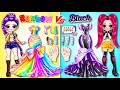 Rainbow vs Black! Rumi &amp; Mira Dress Up &amp; Nail Box  | DIY Fashion Paper Dolls