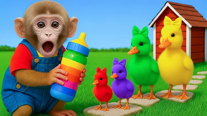 Baby Monkey Toto plays hide-and-seek with a flock of ducks and harvests fruit on the farm!