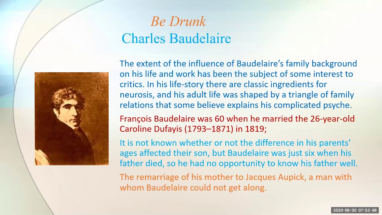 Be Drunk Charles Baudelaire Appreciating Poetry EnglishSkillsOne