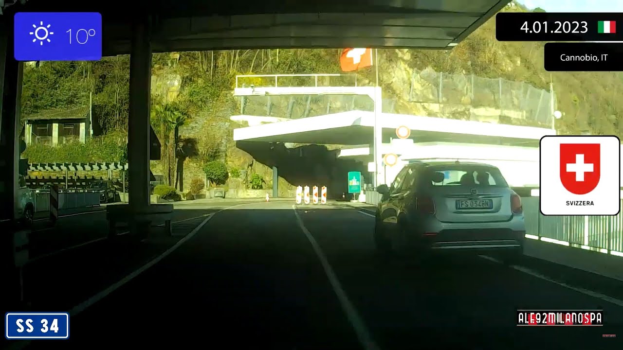 Driving from Verbania (Italy) to Brissago (Switzerland) 4.01.2023 Timelapse x4