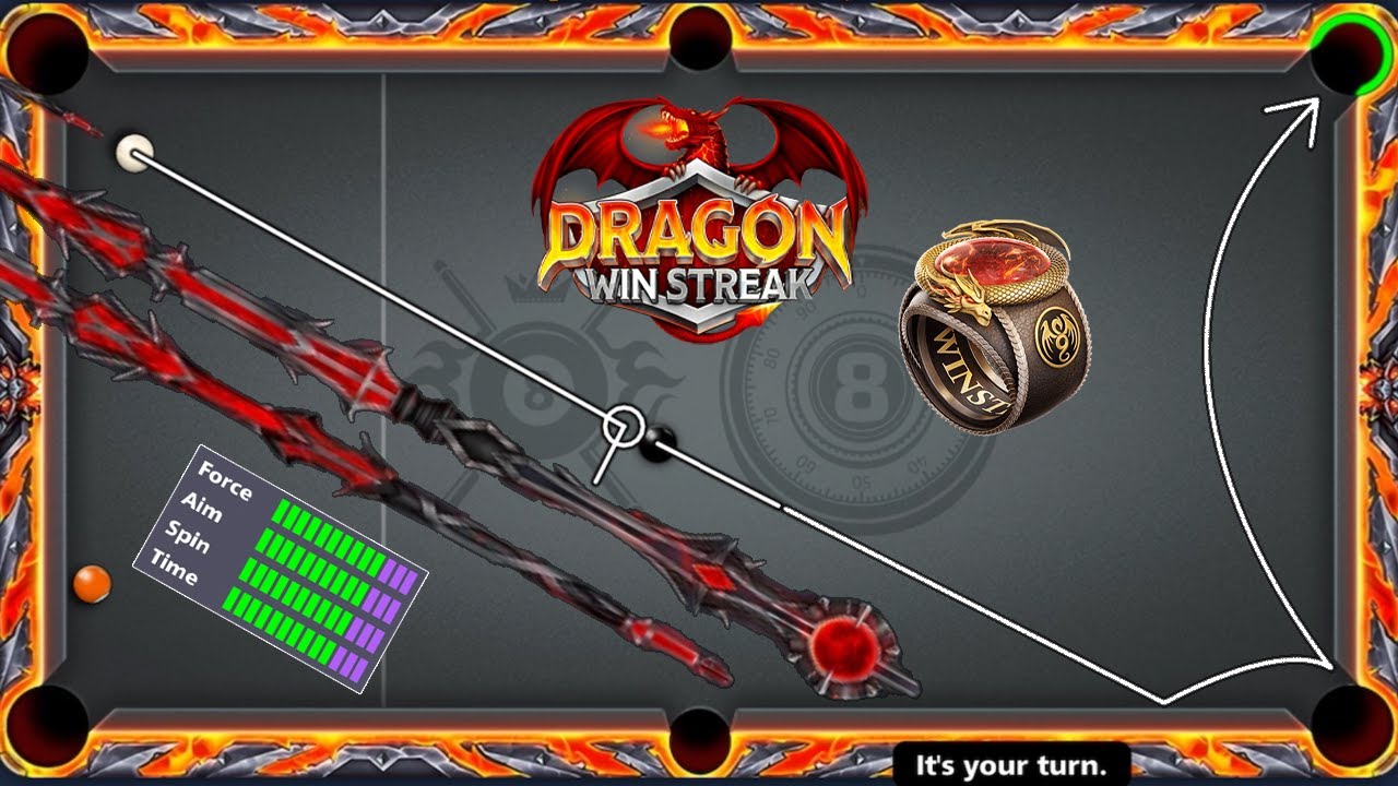 8 ball pool NEW Dragon Win Streak Ring with Cursed Moon Cue Special Shots - ITz BILAL gaming