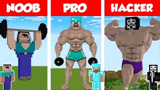 Minecraft Noob Vs Pro Vs Hacker: Bodybuilder Statue House Build Challenge / Animation