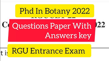 Phd in Botany Question paper 2022 ll RGUCET 2023 l Answer key CUET Phd in Botany Question Paper 2022