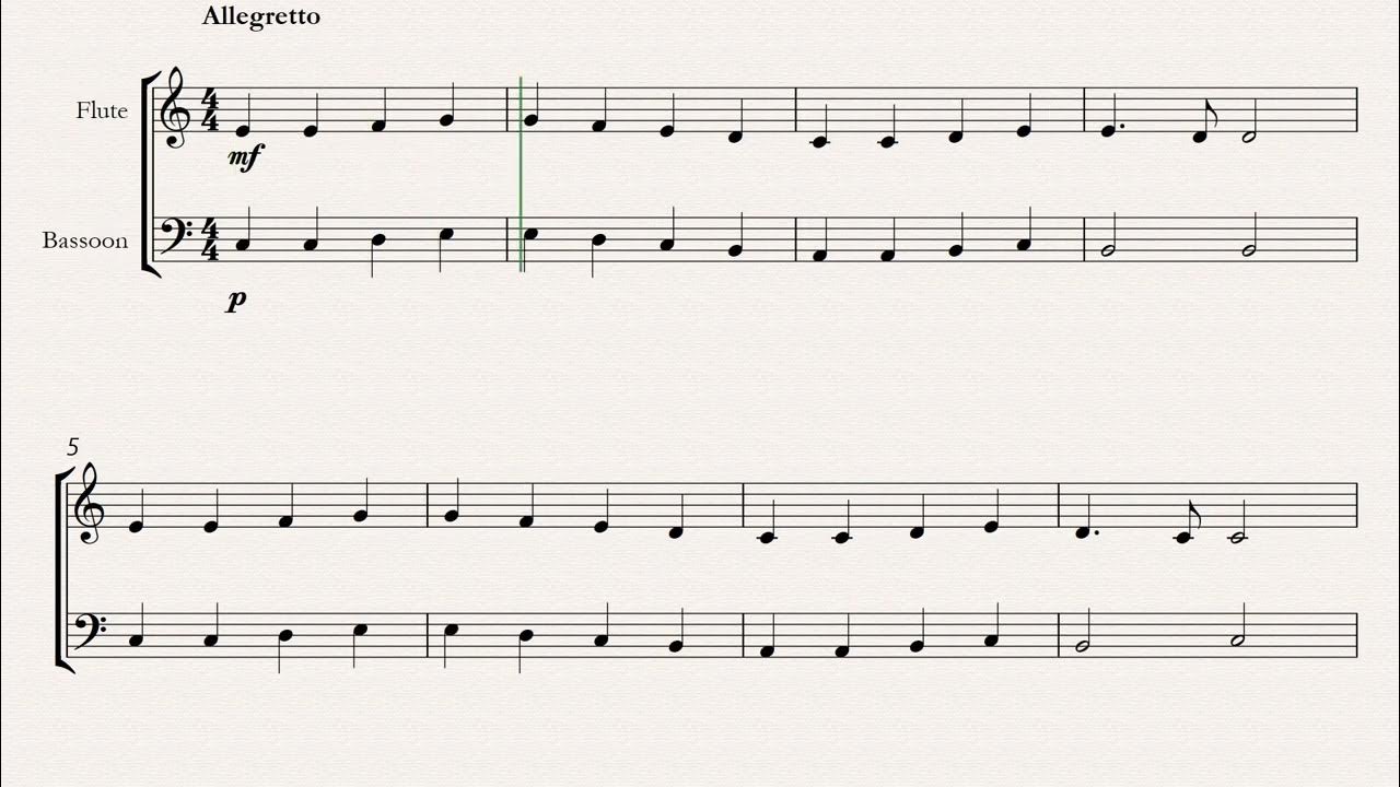 beethoven ode to joy flute and bassoon sheet music in c for beginners