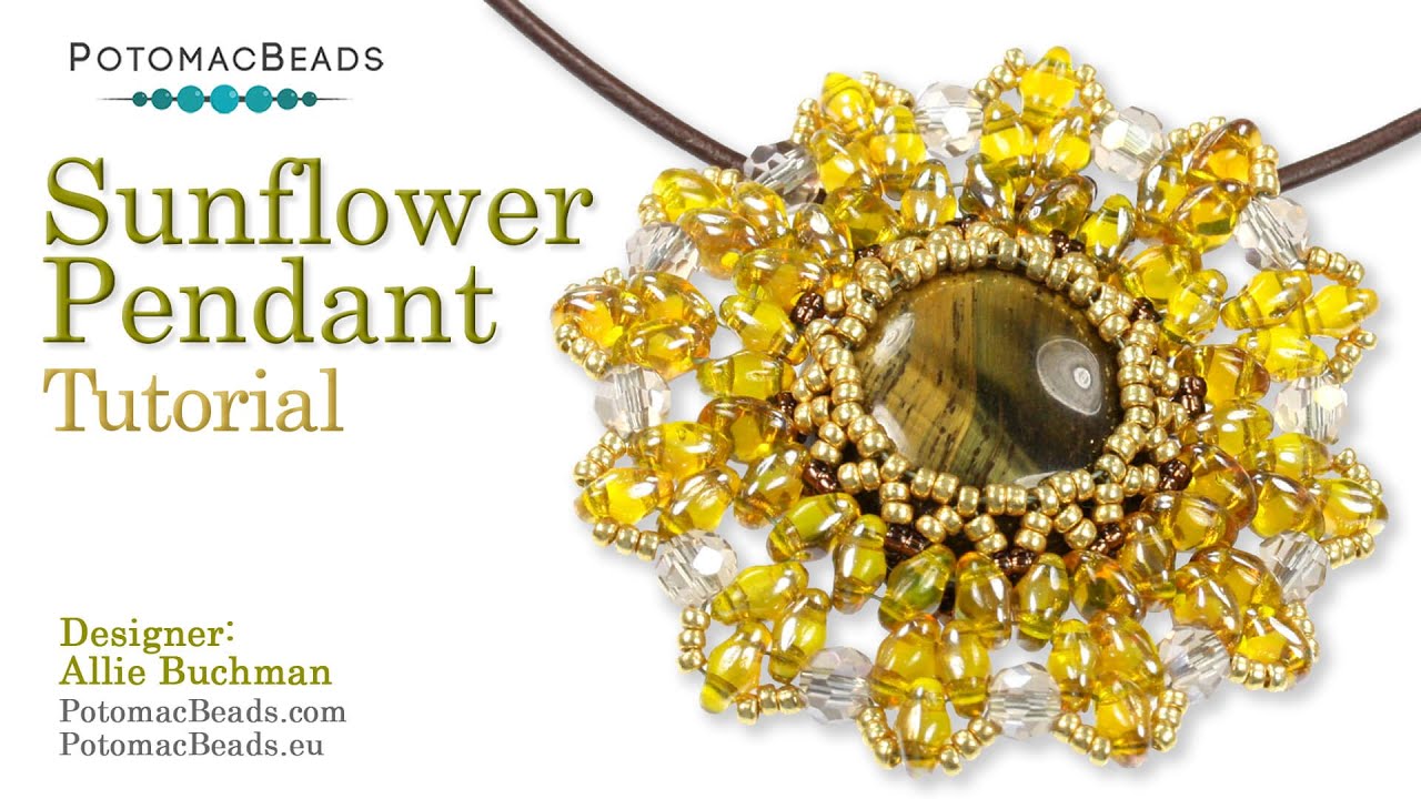Sunflower Pendant- DIY Jewelry Making Tutorial by PotomacBeads